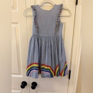 Mini Boden Rainbow Accent Blue Chambray
Striped Rainbow Ric Rac dress